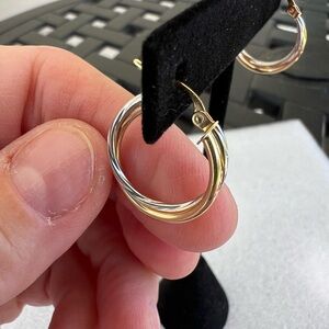 Twisted Two Gold Hoop Earrings